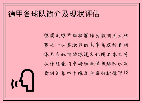 德甲各球队简介及现状评估